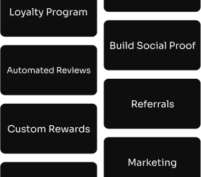 Loyalty program, social proof, automated reviews, referrals, custom rewards and marketing
